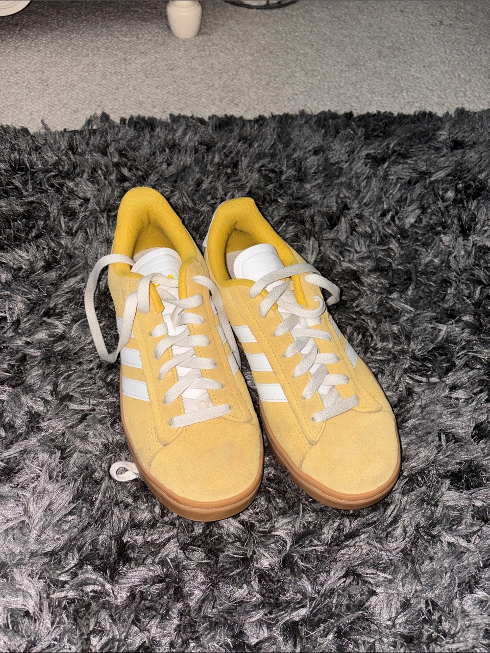 adidas Yellow Suede Low-Top Sneakers with White Stripes